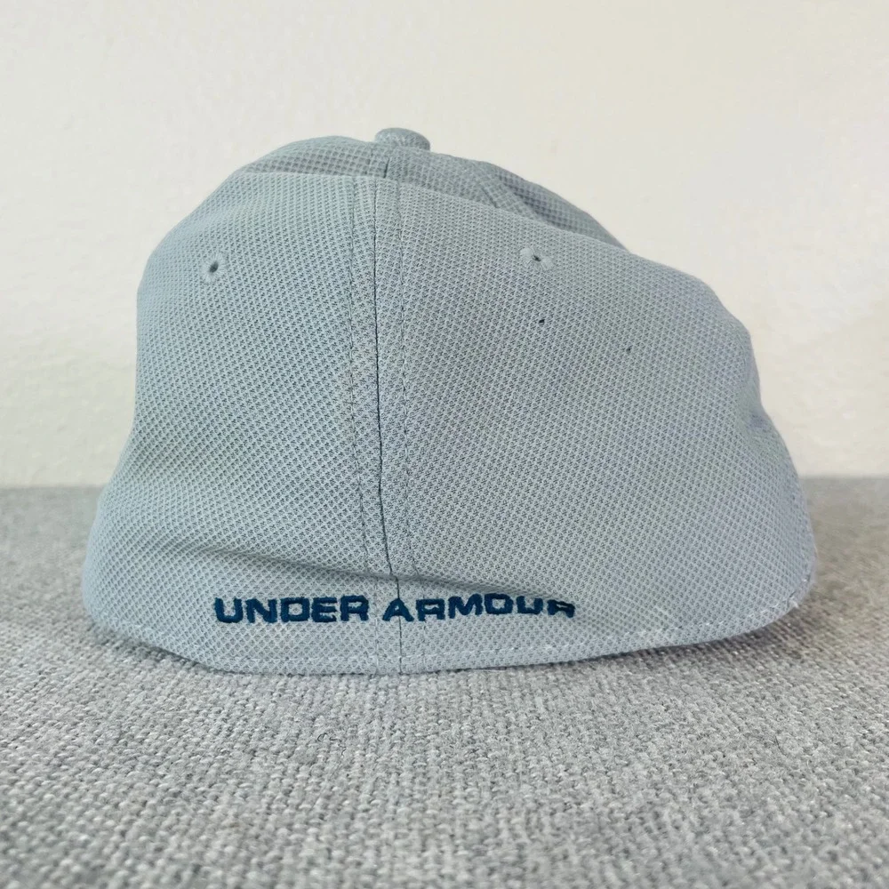 Under Armour UA Classic Fit Hat L/XL Gray Patriotic Flag Logo Stretch Cap Mens